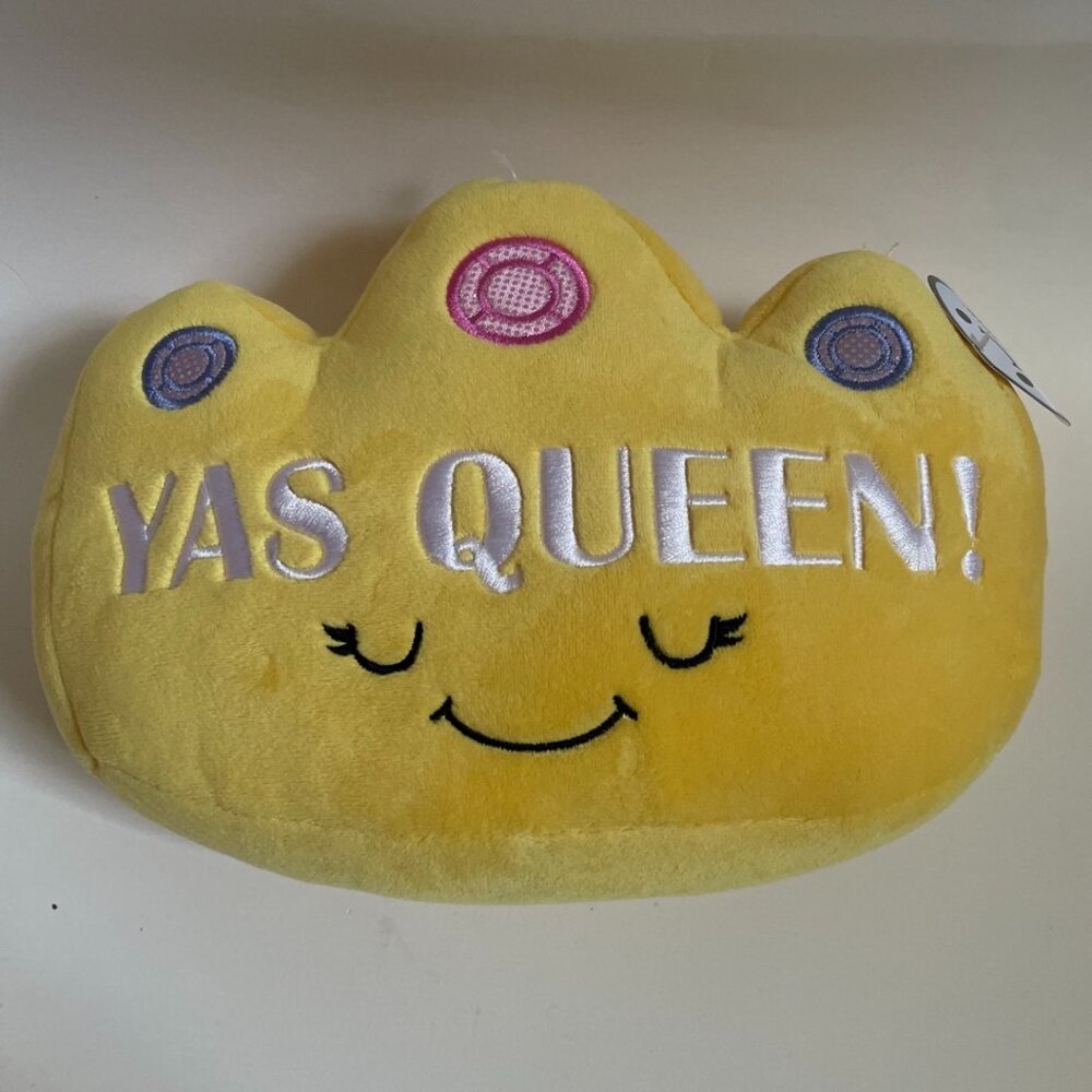 Aurora Just Sayin’ “YAS QUEEN!” Crown Plush Pillow